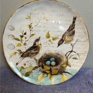 Pier 1 “Field Notes” Dinner Plate Bird Nest – Dogwood Flowers 11”